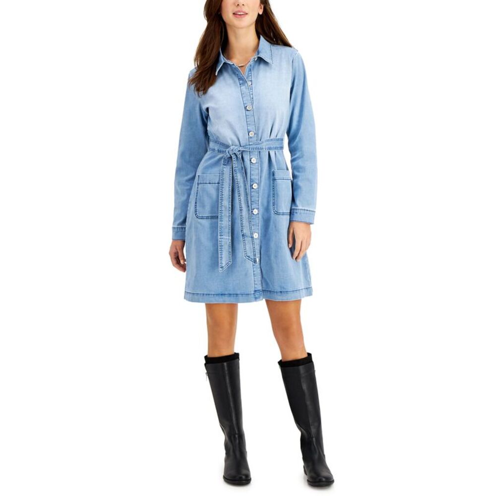 Style & Co. Women's Belted Denim Dress